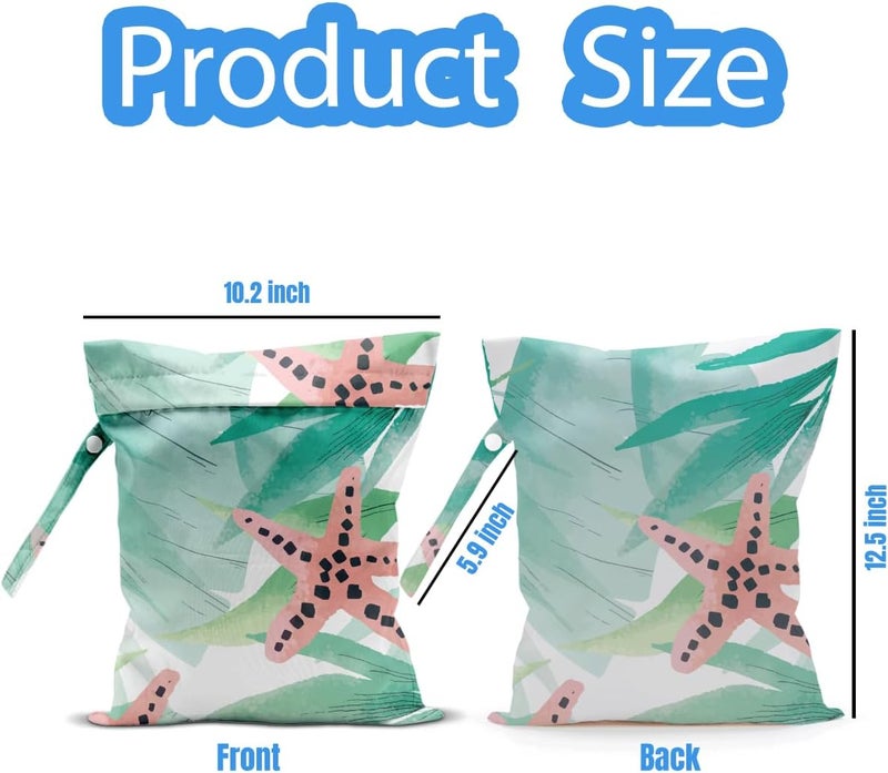 AASRR Store Wet Dry Bag, Wet Bag for Swimsuit, Travel, Beach, Pool, Diapers, Dirty Yoga Gym Clothes, Makeup Bag, Tropical Starfish Summer Vacation Essentials - Image 2